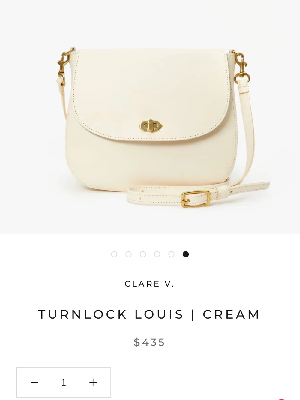 Clare V Cream Turnlock Crossbody with Gold Hardware NEW WITH TAGS